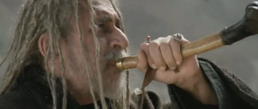 Yeti blowing kangling (a horn made out of human thighbone ) performing a ritual. 